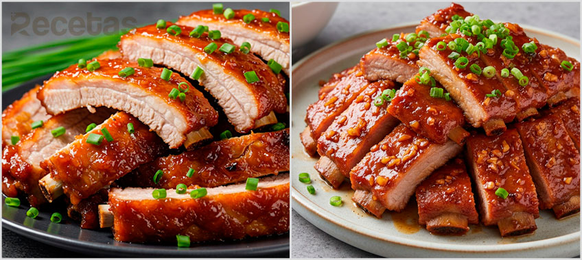 Costillas de cerdo estilo asiático con salsa de soya y jengibre